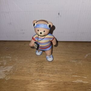 Striped Bear Toy with Headphones